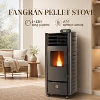 Estufa de Pellets Fangran 260B con Pantalla Táctil WiFi, Encendido Automático, Chimenea para Cocinar con Control Remoto para Salón de Banquetes