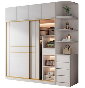 Moderno estilo italiano de madera maciza dormitorio armario ligero de lujo muebles de <span class=keywords><strong>almacenamiento</strong></span> para el hogar Hotel Villa - Product Image 1