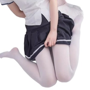 Medias blancas Lemon Story, pantimedias de terciopelo semitransparentes para mujer, medias sexys estilo JK para primavera y otoño - Product Image 5