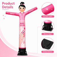 Danseur gonflable rose pour salon de manucure, motif dessin animé, avec impression ongles et cils, pour attirer les clients des instituts de beauté