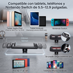 Soporte de suelo ajustable Ele-Gate de 135 cm para tabletas y teléfonos con mecanismo de abrazadera de resorte - Product Image 3
