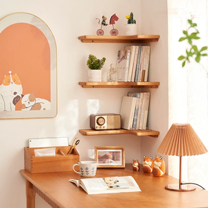 Estantes de esquina de madera hechos a mano, organizador de almacenamiento <span class=keywords><strong>para</strong></span> el hogar, estante de pared de esquina en forma de <span class=keywords><strong>L</strong></span> <span class=keywords><strong>para</strong></span> baño, Repisas de cocina - Product Image 1