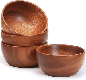 Bols de service en bois d'acacia légers, robustes et sûrs pour la cuisine, bols en bois pour servir des salades - Product Image 1