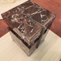 Table basse en pierre naturelle Rosso Levanto Table basse pour thé, socle en marbre cubique Table d'appoint pour décoration de salon Meubles de luxe