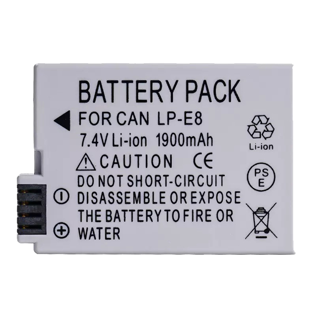 LP-E8 7.4V Rechargeable 1900mAh Camera Battery for EOS 600D/550D/Kiss X5 Digital SLR-in Stock