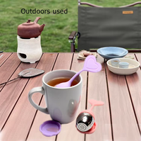 Cadeau de Noël coeur forme thé infuseur passoire filtres diffuseur avec plateau en silicone pour feuilles mobiles thé raide cadeaux saisonniers