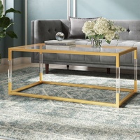 Table supérieure en verre acrylique de luxe design moderne avec cadre en acier inoxydable de haute qualité pour meubles de salon à la maison