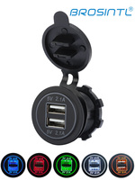 BROSINTL BC001KB Soket Pengisi Daya USB, Soket Pengisi Daya Port Ganda Output 5V 24V Input 12V 2,1 A untuk Mobil Bus Laut