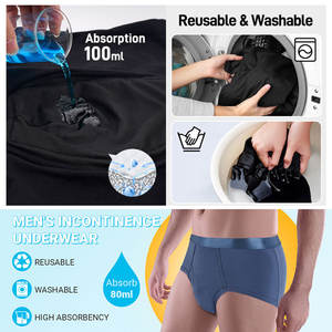 Culottes d'incontinence <span class=keywords><strong>pour</strong></span> hommes personnalisées en usine, culottes absorbantes <span class=keywords><strong>lavables</strong></span> et réutilisables <span class=keywords><strong>pour</strong></span> l'incontinence - Product Image 5