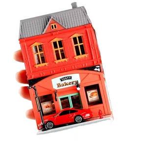 1:64 европейского дома ручной DIY собрать городской сцена строительные брелок для автомобильных ключей, Игрушечная модель литая игрушечная машинка