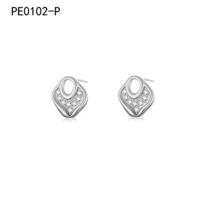 ต่างหูแฟชั่นประดับเซอร์โคเนียสตั๊ด PE0102 สำหรับผู้หญิงเครื่องประดับคุณภาพสูง - Product Image 1