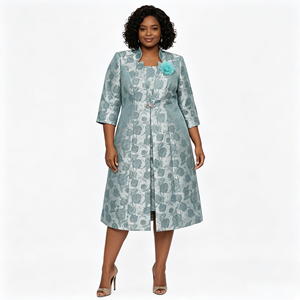 Elegante Conjunto de Vestido y Chaqueta de Dos Piezas para Iglesia, Ideal para Eventos Formales de Domingo, Madres de la Novia y Coros - Product Image 2