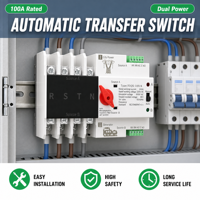 Interrupteur de transfert automatique et manuel triphasé sur rail DIN CNFLY TOQ5-100/4 4P 63A/100A/125A CA, capacité de coupure 10kA