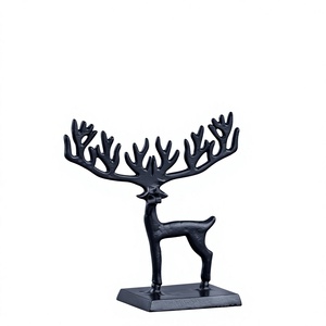 Antler Large Reindeer Sculpture Iron Figure Modern <b>Black</b> Deer Handmade Tabletop <b>Christmas</b> <b>Decoration</b> - Product Image 1