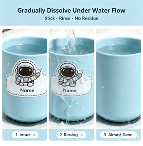 <span class=keywords><strong>Adesivi</strong></span> personalizzati per bambini con nome, solubili in acqua, a tema spaziale, con cartoni animati di astronauti e pianeti, etichette nome dissolvibili per scatole da pranzo - Product Image 6
