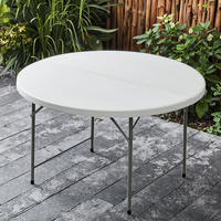 Tables rondes pliantes de banquet de 60 pouces pour 10 personnes, tables de banquet en plastique HDPE pliantes rondes pour événements, mariage