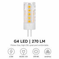 Ampoule LED G4 résidentielle à économie d'énergie, 33 LED, courant constant, sans scintillement, 12V AC/DC, 2,5W, 270LM, Ra>80, en verre