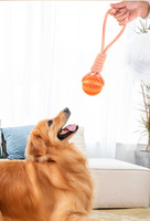 Jouet en corde durable pour chien avec balle à mâcher en caoutchouc, jouet interactif pour tirer la balle, pour chiens de taille moyenne à grande et mâcheurs agressifs