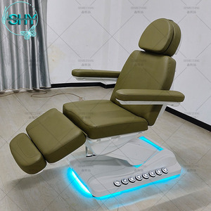 <span class=keywords><strong>Table</strong></span> de massage électrique 3 ou 4 moteurs en cuir vert avec base blanche pour salon de beauté, extension de cils, soins du visage, spa et traitements médicaux - Product Image 4