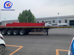 Semi-remorque à plateau plat en acier de haute qualité à <span class=keywords><strong>4</strong></span> <span class=keywords><strong>essieux</strong></span>, <span class=keywords><strong>porte</strong></span>-conteneurs de 60 tonnes - Product Image 5