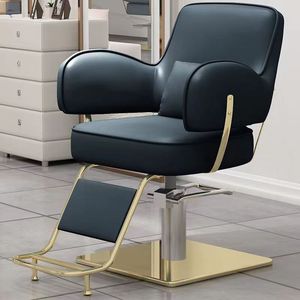 Chaise de barbier en métal doré de luxe avec système <span class=keywords><strong>hydraulique</strong></span> en acier inoxydable, design moderne pour salon de beauté et salon de coiffure - Product Image 3