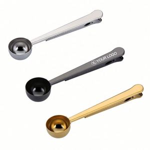 Custom LOGO 2 1 Stainless Steel Heavy Duty Durable Food Grade Reusable Modern Design Coffee <b>Measuring</b> <b>Spoon</b> Long Handle Scoop - Product Image 1