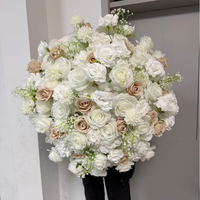 Offre Spéciale – Grandes compositions florales de 50 cm, 60 cm, 70 cm, 80 cm pour centres de table de mariage – Fleurs en soie couleur champagne + boule