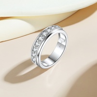 Bagues de mariage personnalisables en argent sterling 925 plaqué rhodium avec zircone cubique taillée, sertissage pavé classique, pour femme, idéales pour les fêtes
