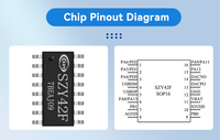 SIZEYUAN SZY42F6 Microcontrôleur 32 bits 16 broches, puce vocale MP3, contrôle série, série Flash 768S version longue, température de fonctionnement 0-70°C