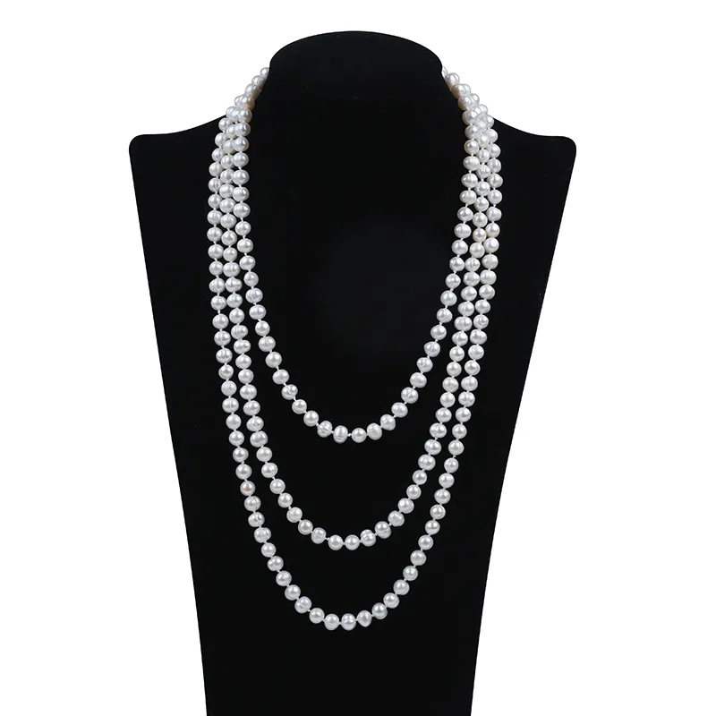 Natural 6-7mm Potato Beads Long Necklace Freshwater Real Pearl For Sale