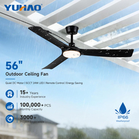 Ventilateur de plafond LED 56 pouces avec lumières, télécommande, 3 pales en ABS, étanche IP66, pour extérieur, fabrication OEM ODM