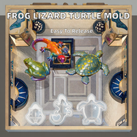 Moule en silicone Tweller pour grenouille, lézard, tortue – Artisanat 3D d'animaux rampants faits à la main, écologiques, pour plâtre, ciment