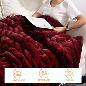 Manta de Piel Sintética a Buen <span class=keywords><strong>Precio</strong></span>, Doble Cara, Color <span class=keywords><strong>Vino</strong></span> Tinto, con Textura Arrugada, Extra Suave, para Decoración del Hogar - Product Image 3