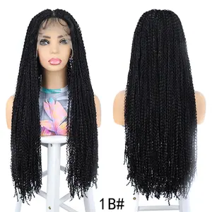 Perruque tressée tissée à la main en forme de nouilles instantanées 5*5 perruques de cheveux tressés en dentelle frontale perruque de dreadlocks au crochet pour femmes africaines