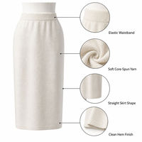 Jupe mi-longue en maille naturelle respirante blanche, taille élastique, mi-mollet, décontractée, pour femme, tenue de bureau estivale