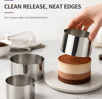 Ensemble de 3 cercles à mousse en acier inoxydable 430, moule à gâteau rond pour la pâtisserie