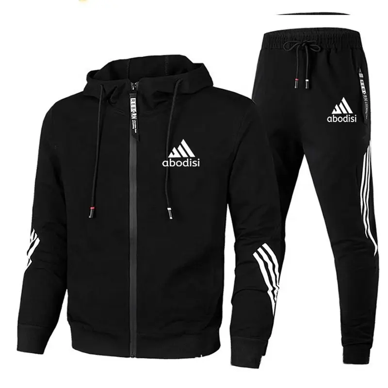 2023 आकस्मिक खेलों सूट पुरुषों की हूडि और पतलून दो-टुकड़ा Zippered Hooded Sweatshirt Sweatpants पुरुषों के सूट