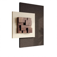 Art mural géométrique minimaliste moderne abstrait beige brun texturé 3D carré grand format pour salon, couloir, salle à manger, chambre