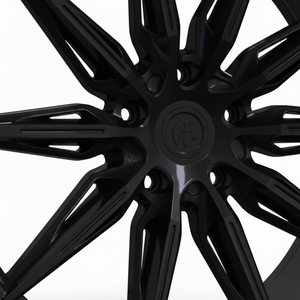 Ruedas Monobloque Forjadas con Diseño de Radios Complejos Tipo Araña, Personalizadas con Foto - Negro Brillante/Plateado Cepillado - Product Image 3