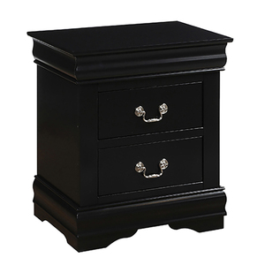 Black 2-<b>drawer</b> Nightstand With Silver Handles Bedroom <b>Storage</b> <b>Drawer</b> Unit - Product Image 2