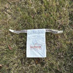 Customized Logo Printed Recycled Cotton <b>Drawstring</b> Bag Small Cotton Dust <b>Pouch</b> With Printed Ribbon - Product Image 2