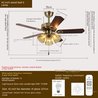 Ventilateur de plafond LED moderne de luxe pour salon, avec pales métalliques, télécommande, moteur DC et 6 vitesses