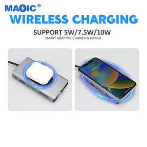 Software de hardware de computadora tipo C a carga inalámbrica <span class=keywords><strong>4K</strong></span> <span class=keywords><strong>HDMI</strong></span> 1080P VGA 1000M RJ45 USB 3,0 adaptador de concentrador USB 13 en 1 concentrador USB C - Product Image 4