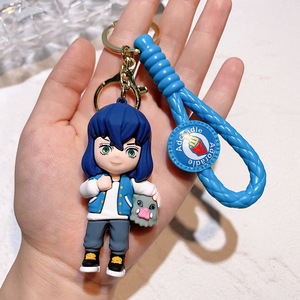 6 Estilos de Llaveros de PVC con Dibujos Animados de Demon Slayer, Figura de Anime de Goma Suave en 3D para Coche y Bolso - Product Image 6