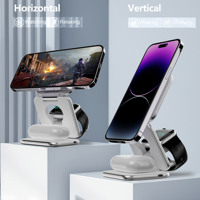 Support de charge sans fil pliable 3-en-1 en alliage de zinc 15W portable avec lampe et logo personnalisé pour téléphone portable à charge rapide magnétique