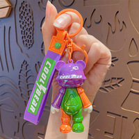 Offre Spéciale Cool ours PVC peluche porte-clés voiture pendentif couleur-bloc exquis Couple sac ornement petit poids léger cadeau mousqueton