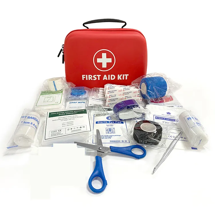 Casa mini pacote de primeiros socorros vermelho eva kit de dispositivos de primeiros socorros de sobrevivência de emergência caixa com cobertor e creme de gesso