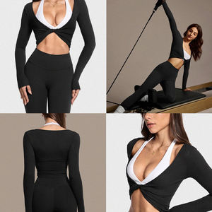 YIYI Modische Schnelltrocknende 2-in-1 Outdoor-Sport-T-Shirts für Mädchen mit Twist-Design, Atmungsaktive Yoga-Tops, Damen Langarm-Shirt für Fitness - Product Image 5