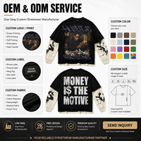 T-shirt Homme Oversize à Manches Longues en Maille Double Couche Effet Imprimé Animal Streetwear Mode Haut de Gamme Coton Lourd Style Punk