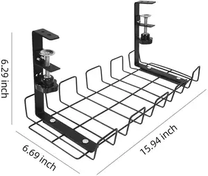 2022 No Drill Under Desk Cable Management Tray - Under Standing Desk Cable Organizer . Desk Cable Tray for Office and Home